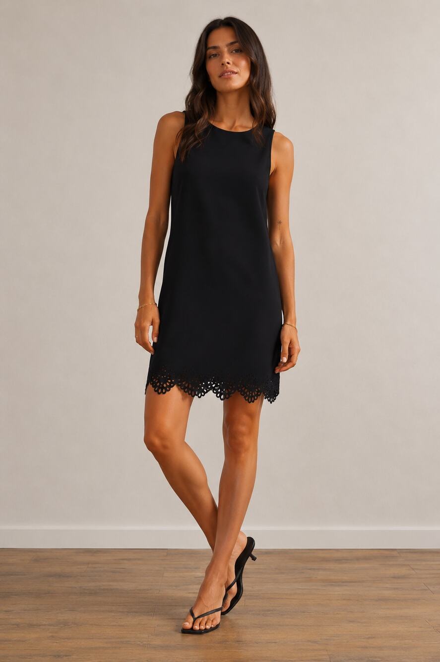 Alfred Sung Black Minimalist 90s style Shift Dress Cocktail Formal Chic-Small P